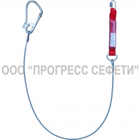 Строп аБ+Кс (исп.3) - страховочный строп из металлического троса в ПВХ оболочке с амортизатором, большим монтажным и соединительным карабином